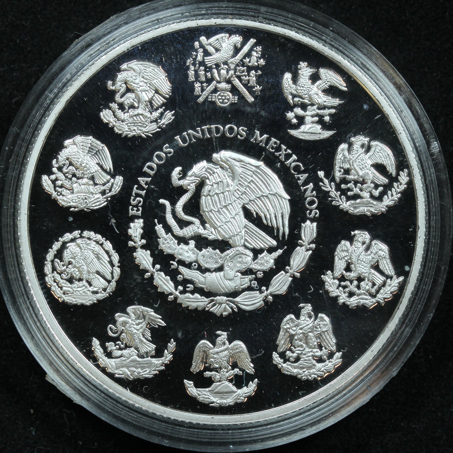 2000 Mexico 1 oz Silver Proof 5 Pesos Millennium AZTEC BIRD w/ Holder