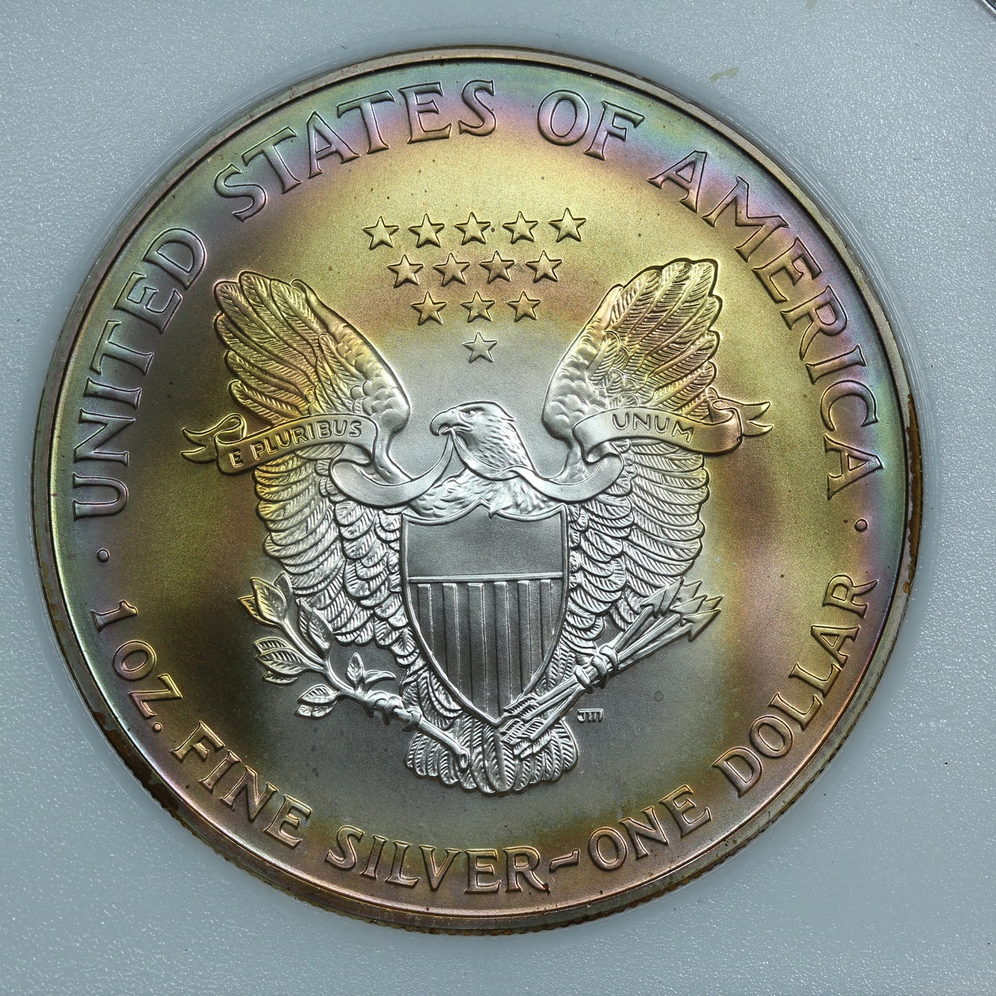 1999 American Silver Eagle Great Rainbow Toning PCI Holder