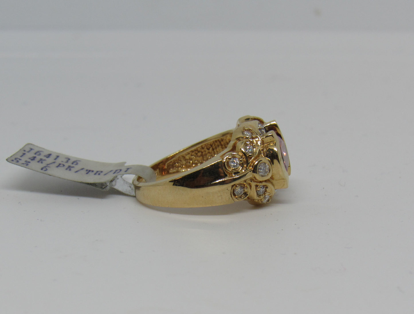 14k Yellow Gold 1 ct Pink Tourmaline & ~.36 cttw Diamond Accent Ring - Sz 6