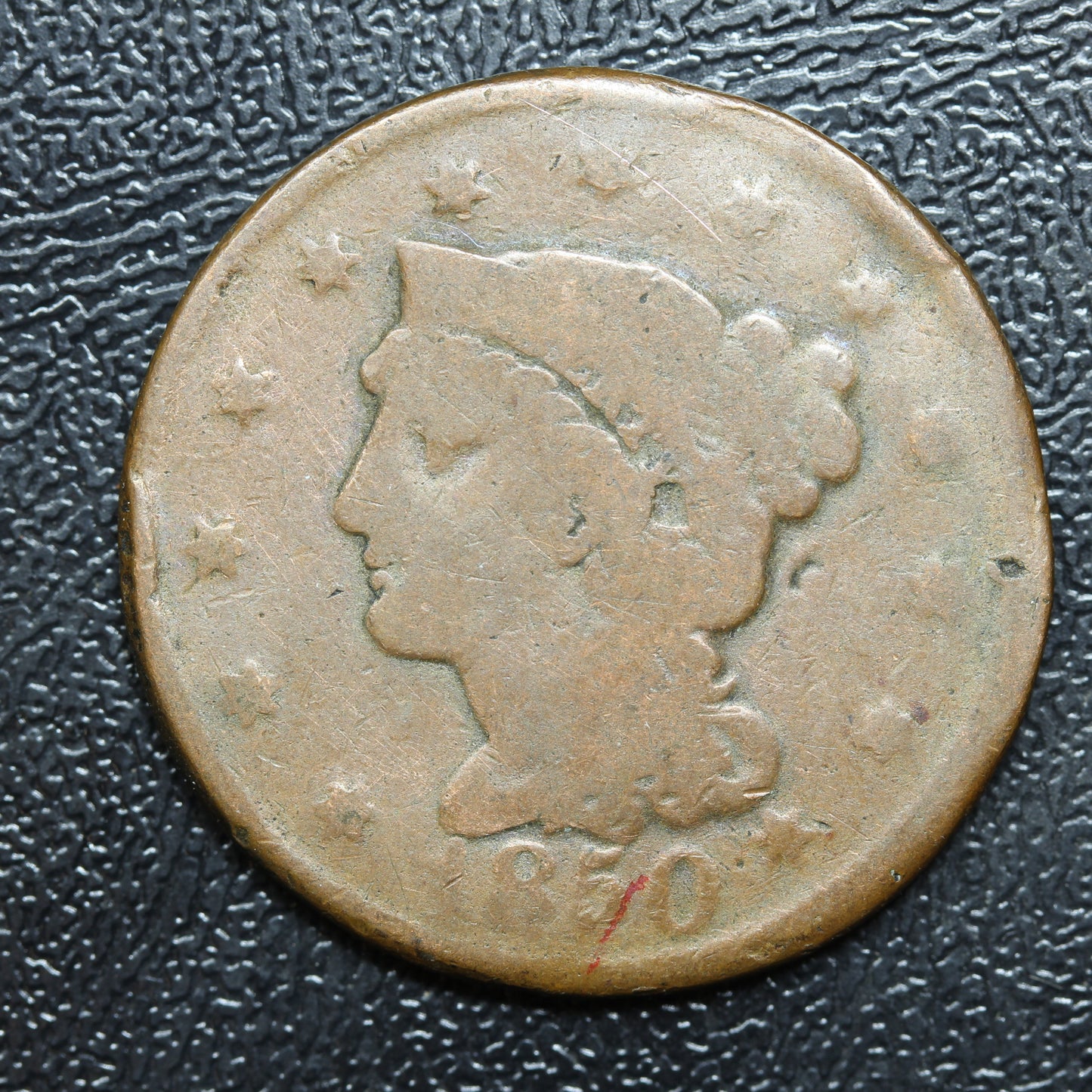1850 Braided Hair Large Cent 1C Penny