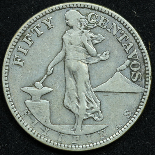1920 50 Centavos Philippines Silver Coin - KM# 171
