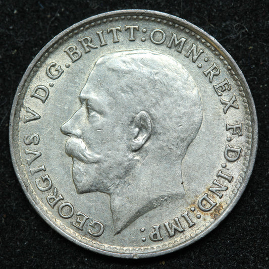 1917 Great Britain 3 Pence Threepence Silver Coin - KM# 813