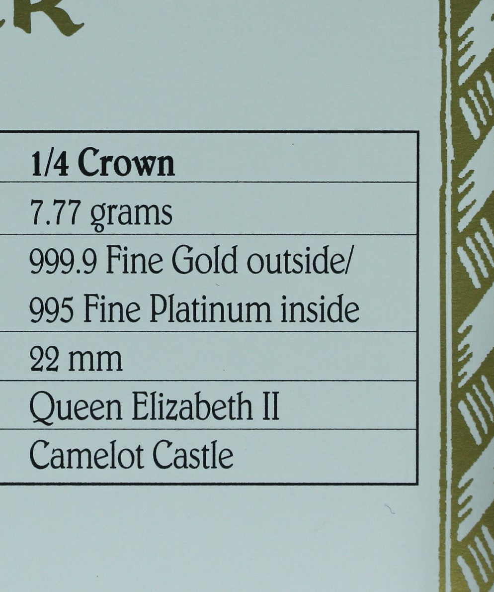 1996 Isle Of Man Gold & Platinum 1/4 Crown - Legend of King Arthur "Camelot Castle"
