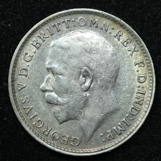 1917 Great Britain 3 Pence Threepence Silver Coin - KM# 813