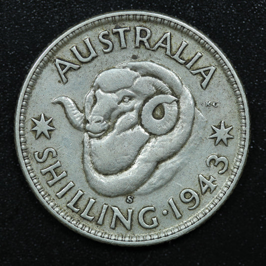 1943 Australia Shilling .925 Fine Silver KM-39