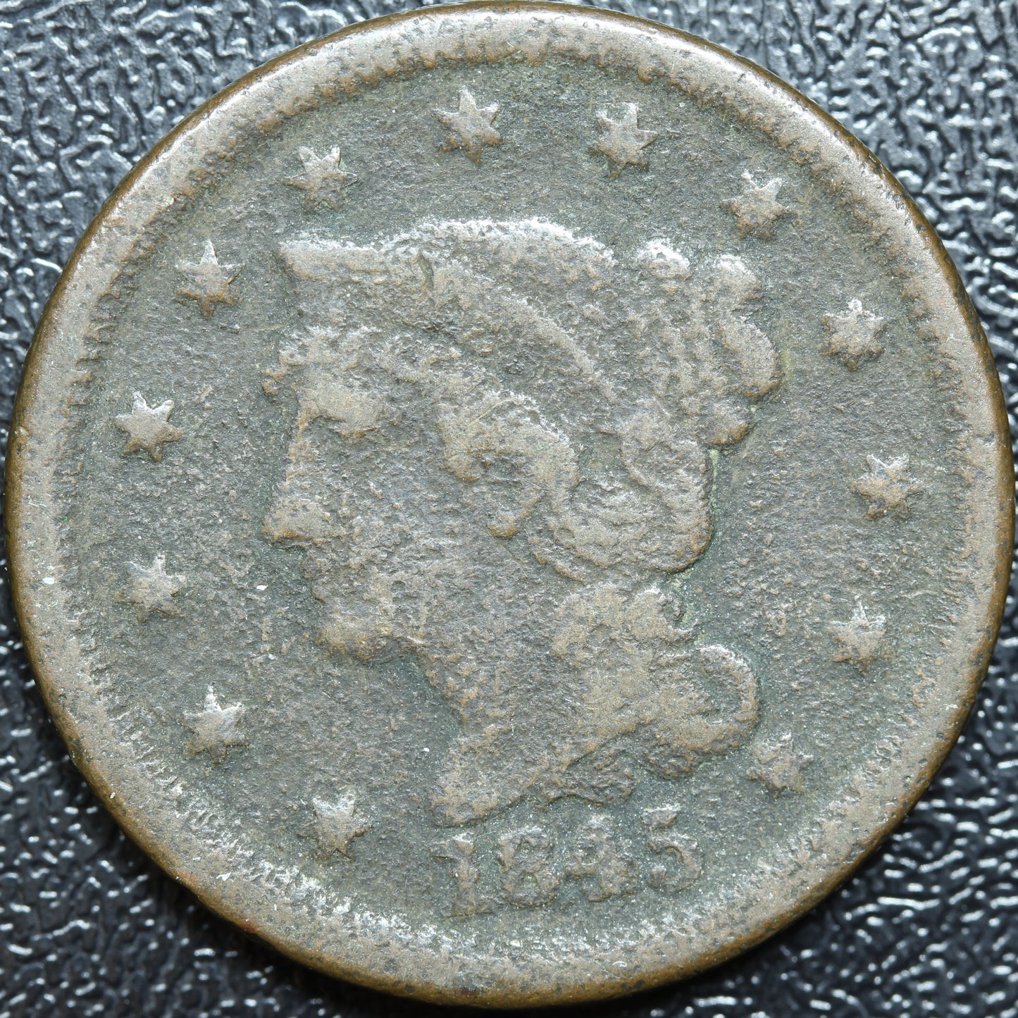 1845 Large Cent Penny 1C Braided Hair Cent