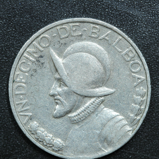 1947 Panama 1/10 Balboa Coin 90% Silver KM #10.1