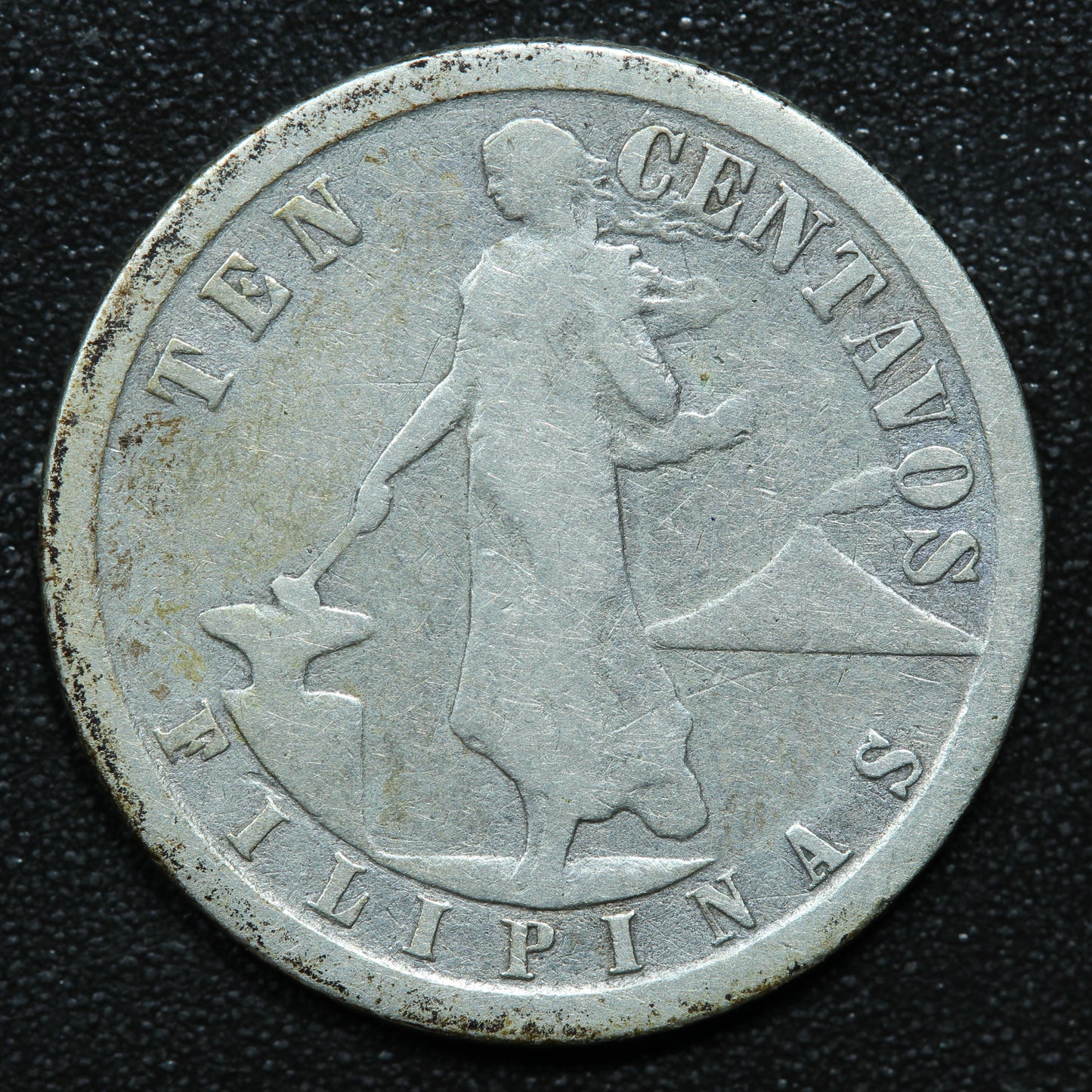 1918 10 Centavos Philippines Silver Coin. 75% Silver Coinage