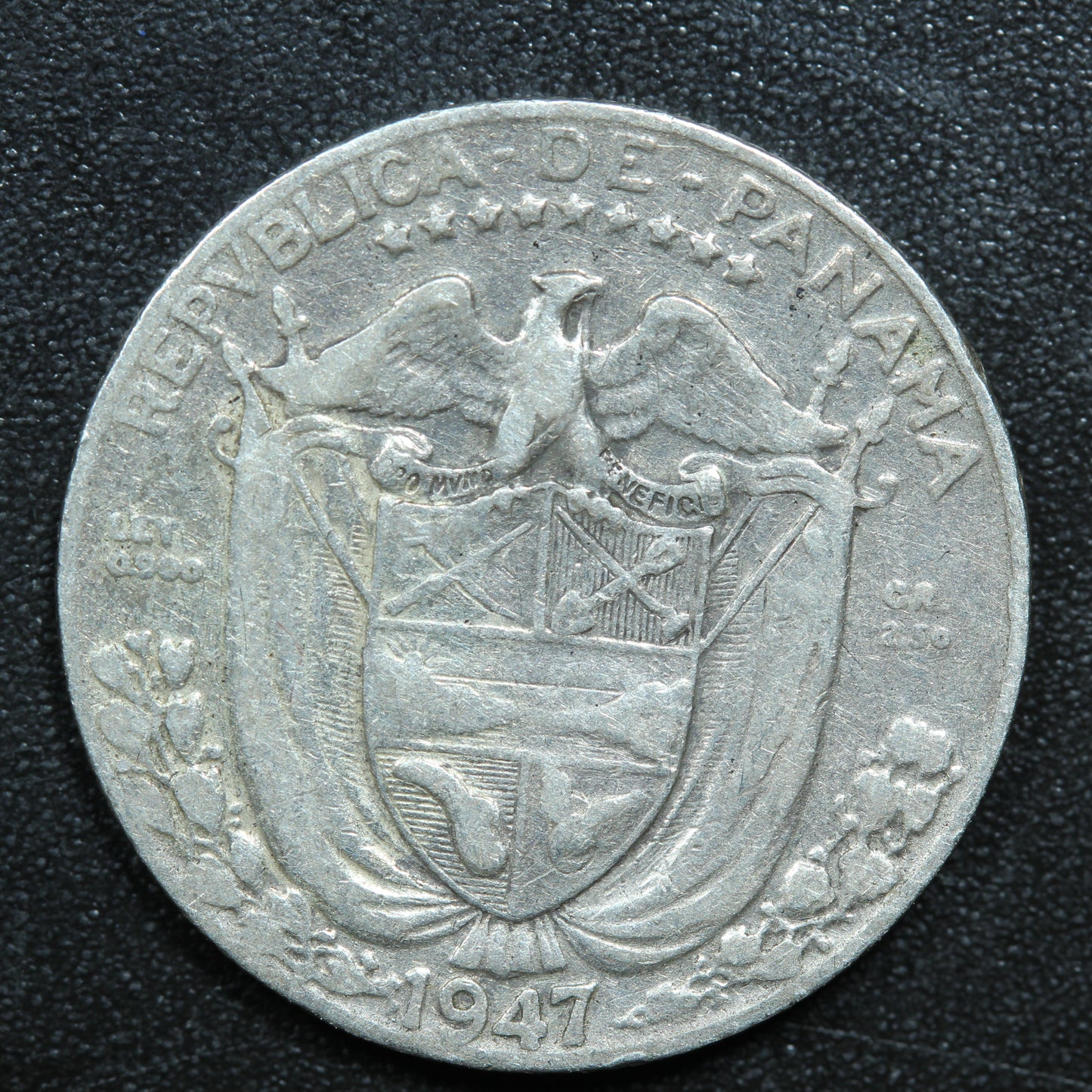 1947 Panama 1/10 Balboa Coin 90% Silver KM #10.1