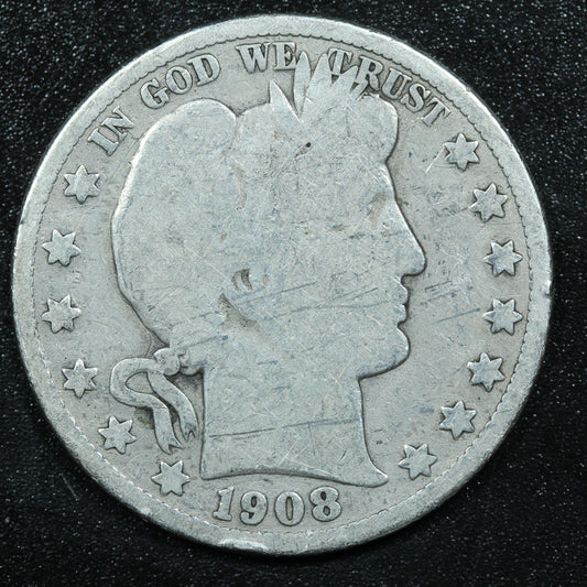 1908 O Barber Silver Half Dollar - New Orleans