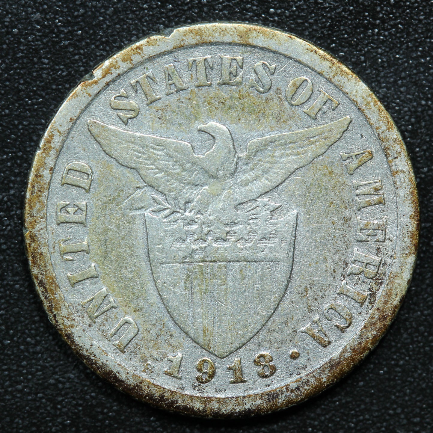 1918 10 Centavos Philippines Silver Coin. 75% Silver Coinage