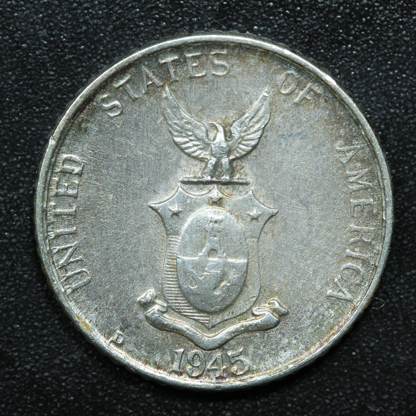 1945 D 10 Centavos Philippines Silver Coin.  75% Silver Coinage