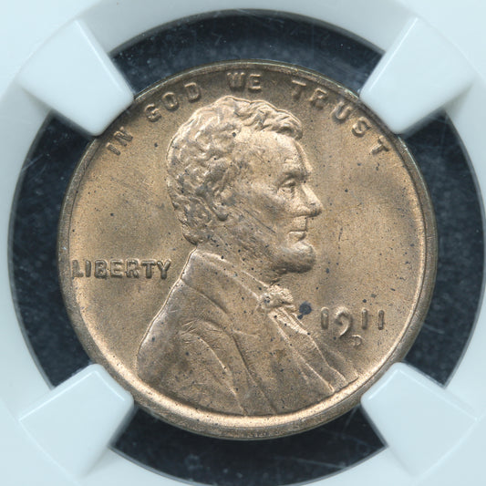 1911 D (Denver) 1C Lincoln Cent Wheat Penny - NGC MS 64 RB