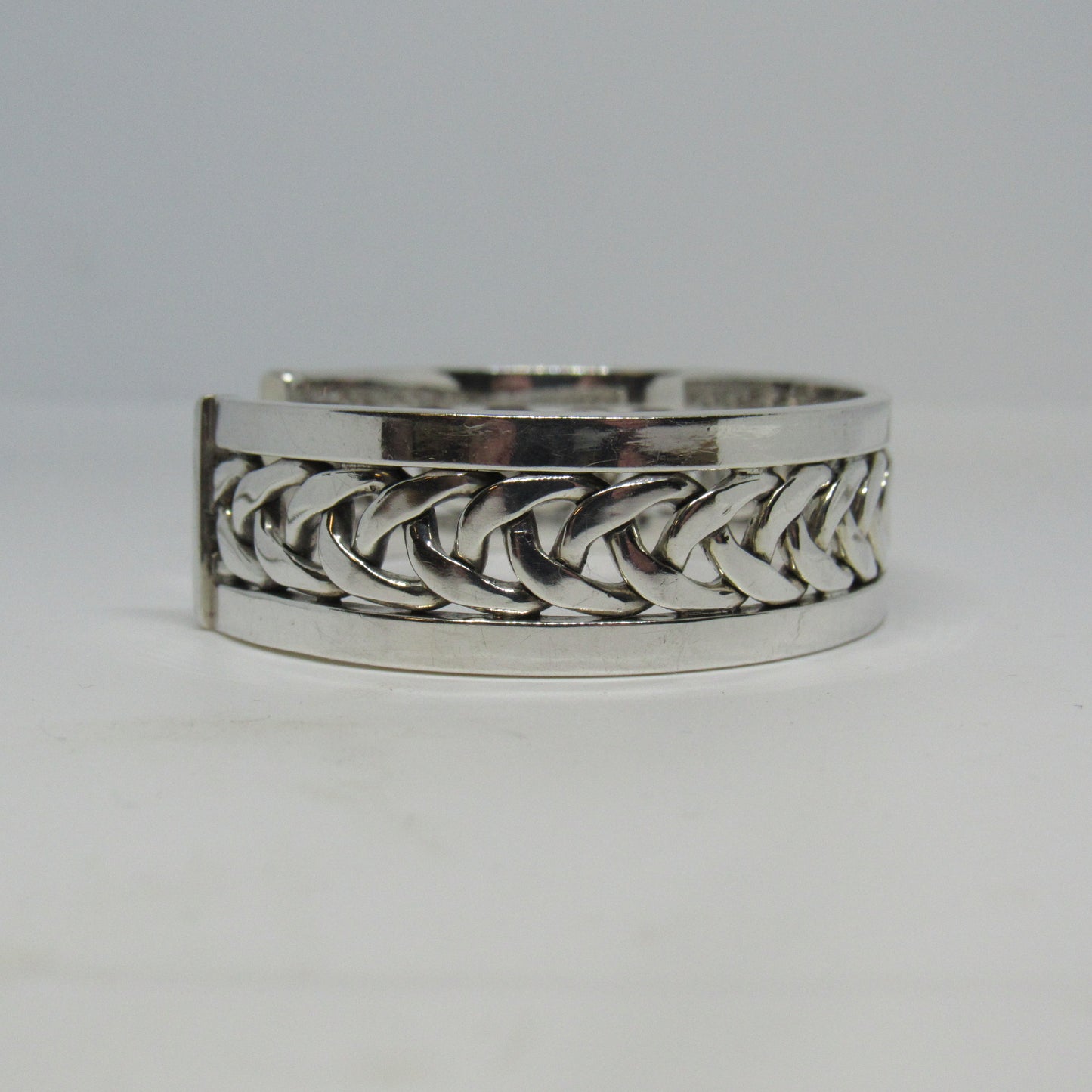 Sterling Silver 925 Hawaii Woven Bordered Cuff Bracelet by Ulana O Kukui ~6.5 inch