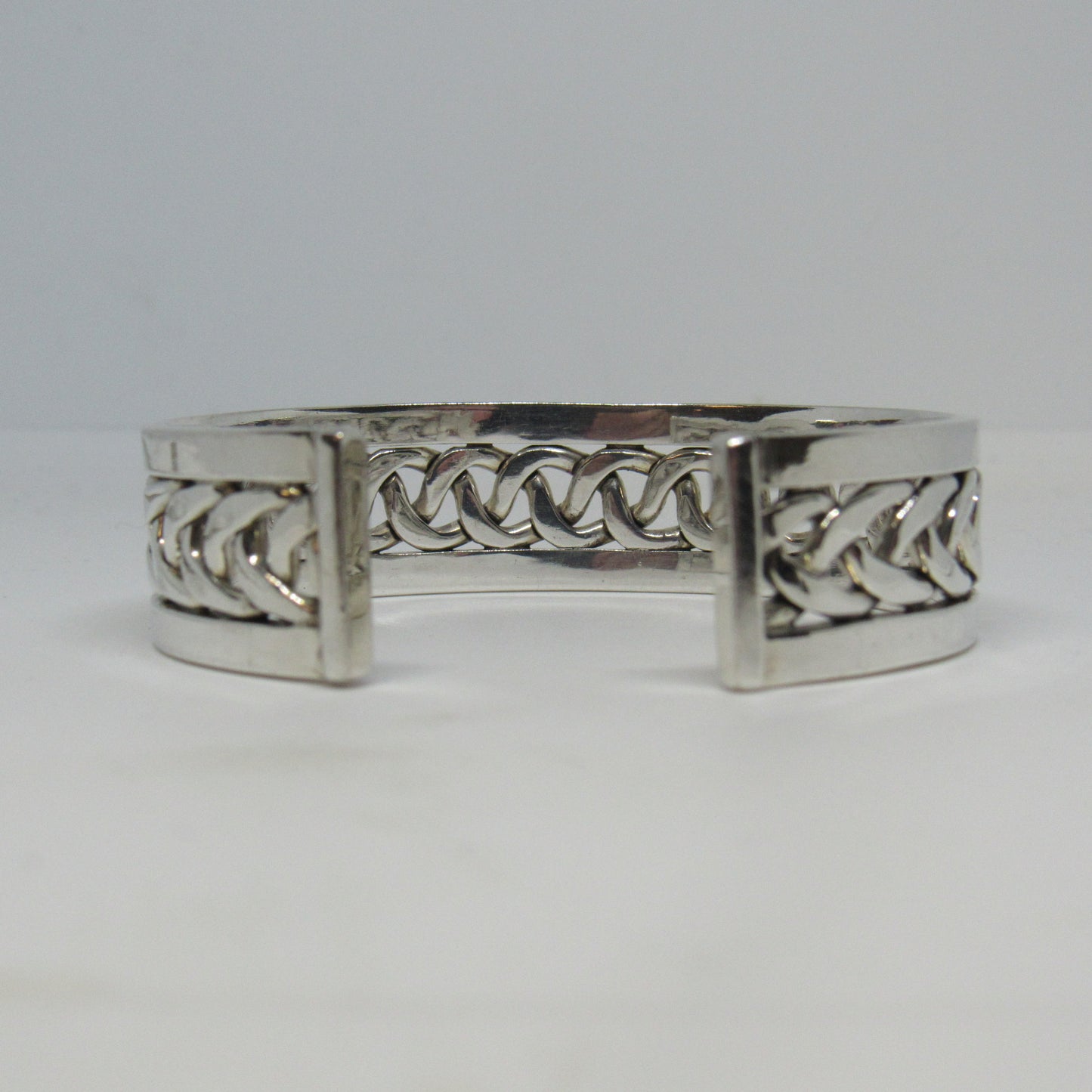 Sterling Silver 925 Hawaii Woven Bordered Cuff Bracelet by Ulana O Kukui ~6.5 inch