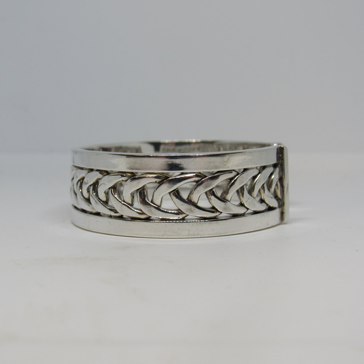 Sterling Silver 925 Hawaii Woven Bordered Cuff Bracelet by Ulana O Kukui ~6.5 inch