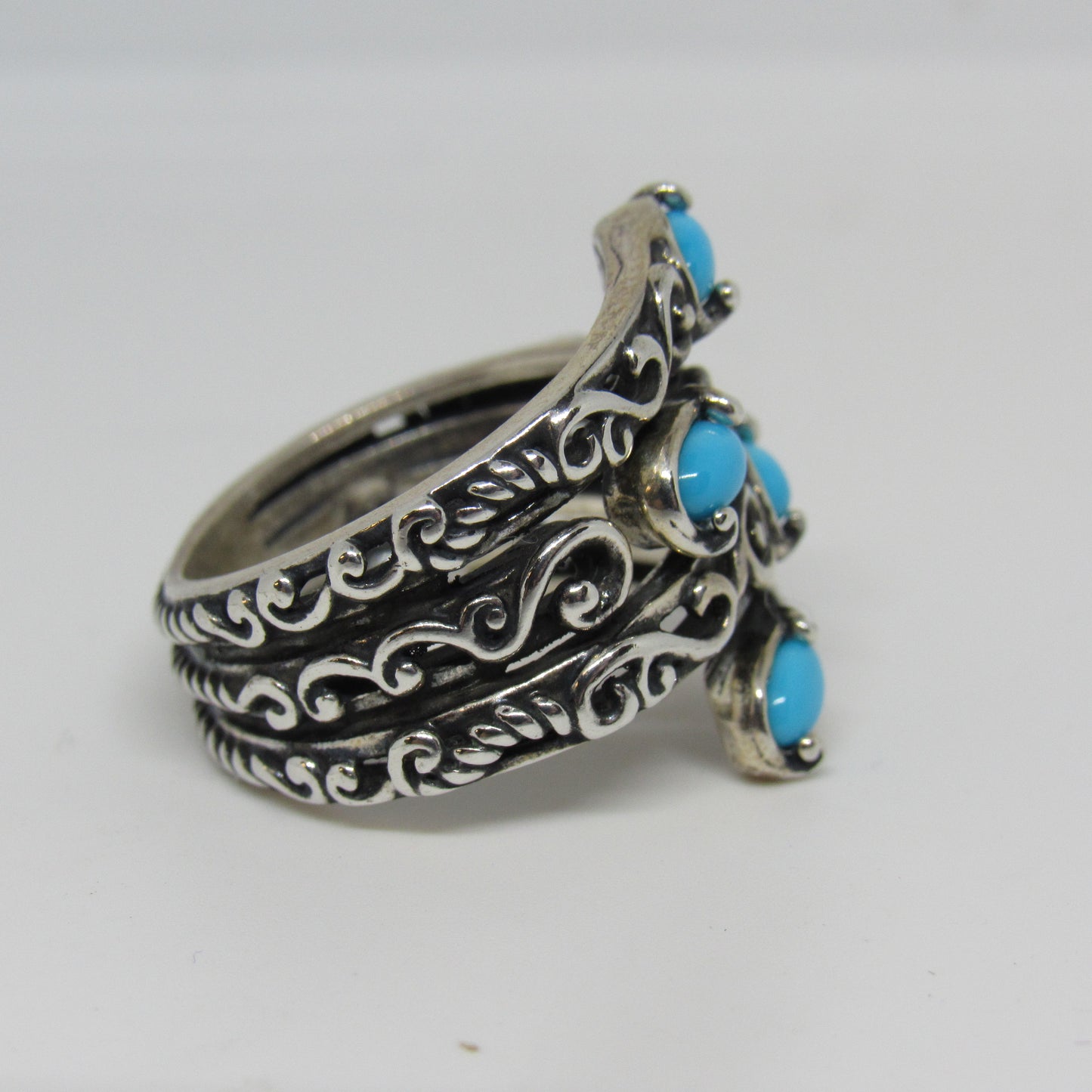 Sterling Silver Relios Carolyn Pollack Bypass Turquoise Sleeping Beauty Ring - Sz 6.75