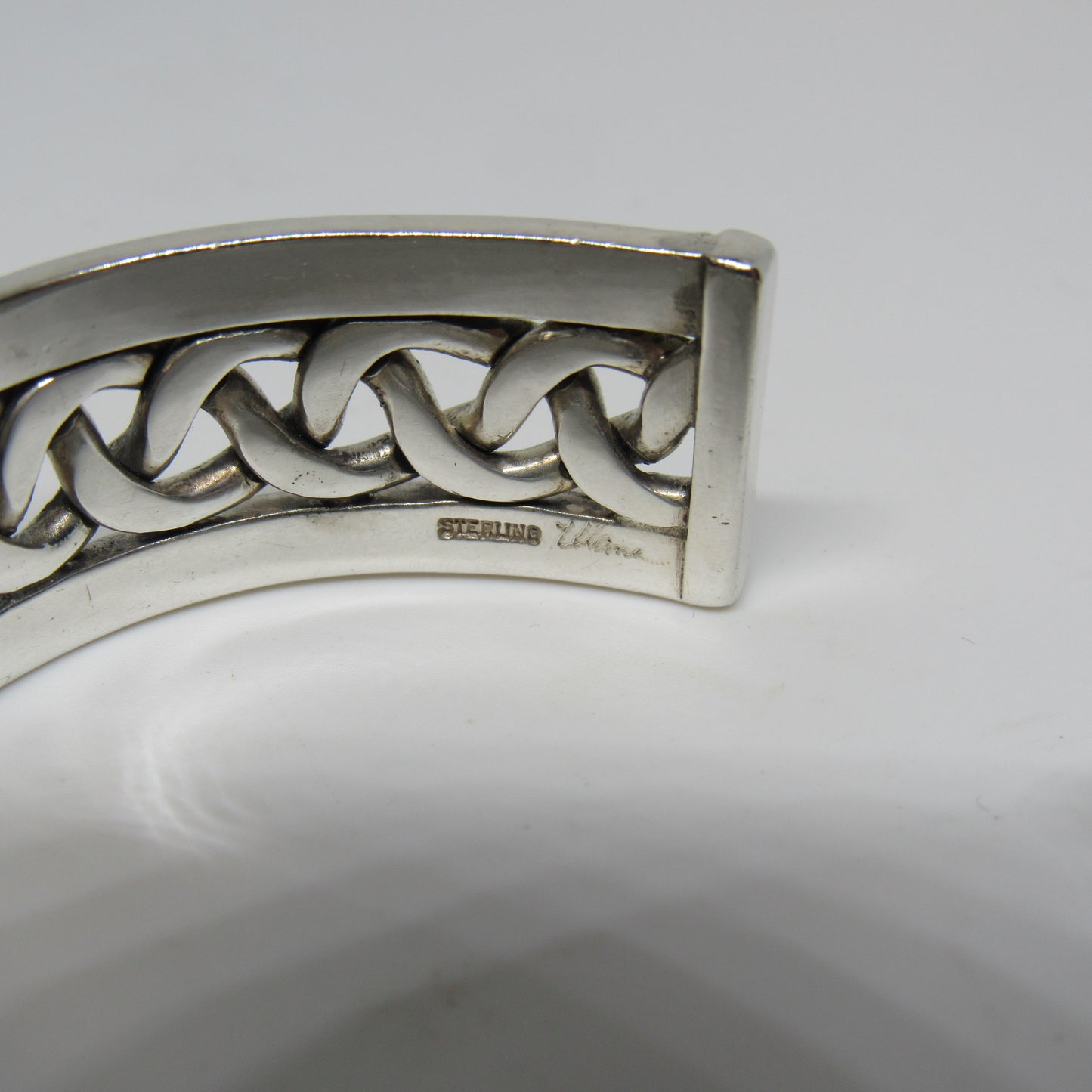 Sterling Silver 925 Hawaii Woven Bordered Cuff Bracelet by Ulana O Kukui ~6.5 inch
