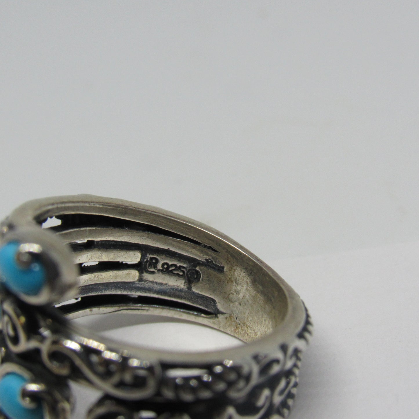 Sterling Silver Relios Carolyn Pollack Bypass Turquoise Sleeping Beauty Ring - Sz 6.75