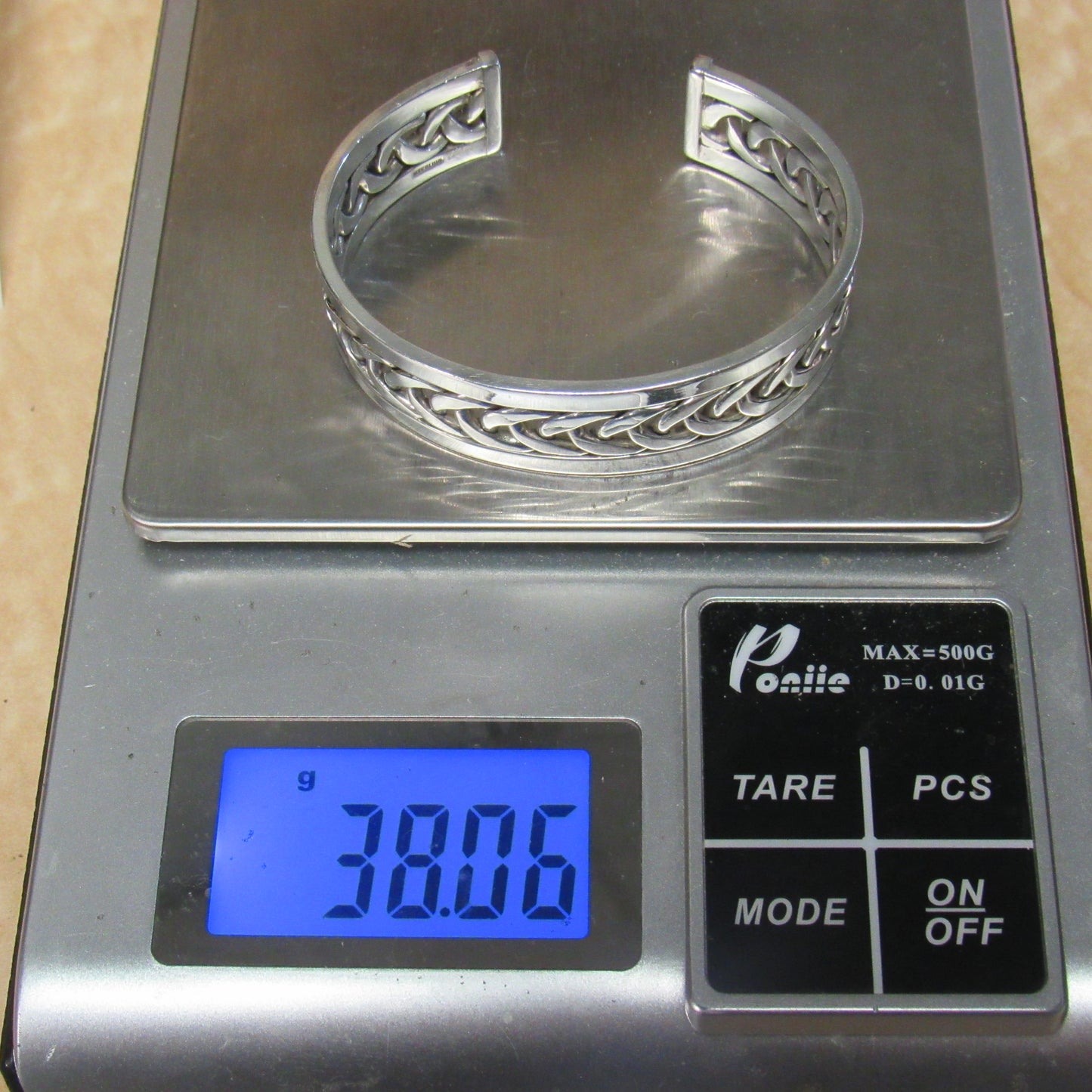 Sterling Silver 925 Hawaii Woven Bordered Cuff Bracelet by Ulana O Kukui ~6.5 inch
