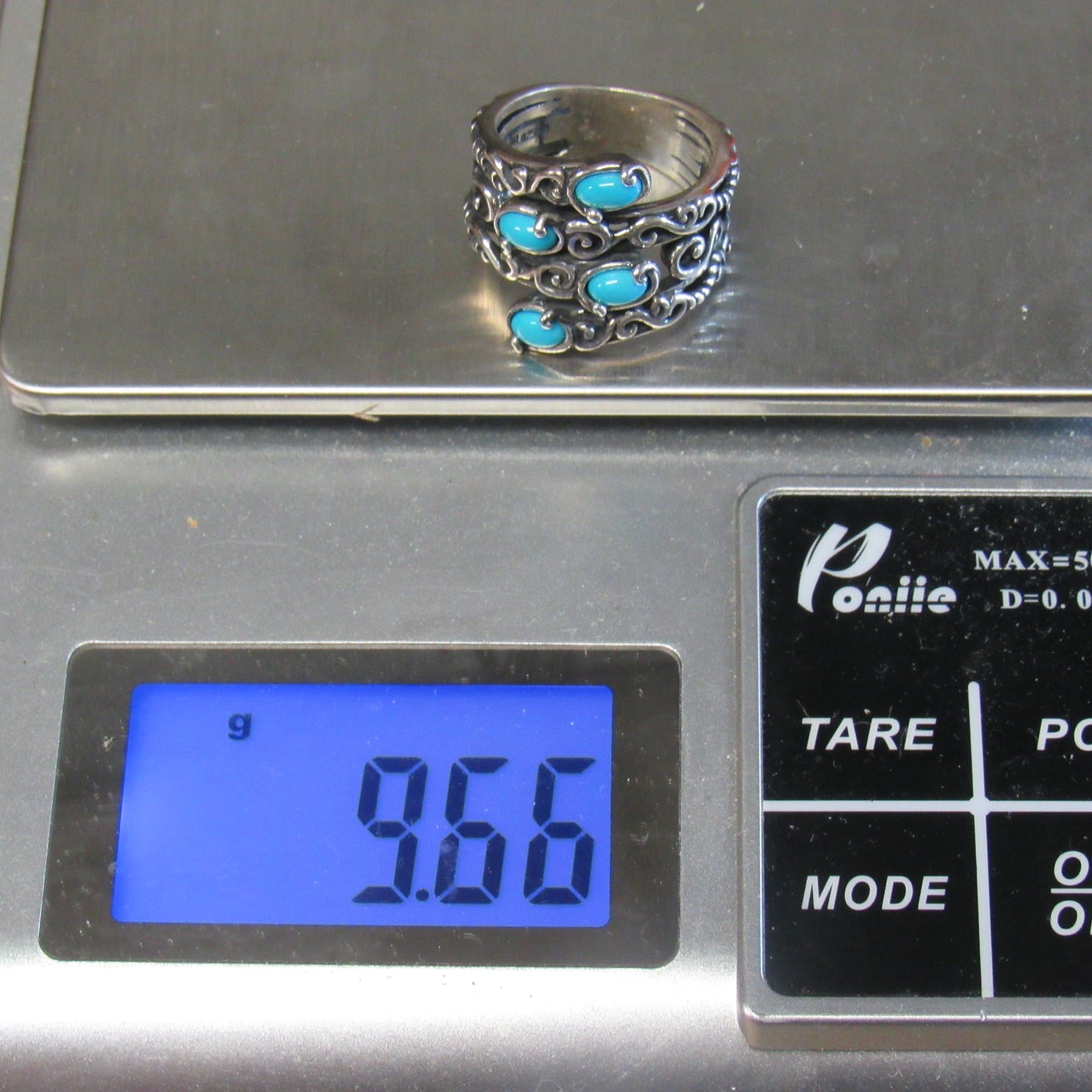 Sterling Silver Relios Carolyn Pollack Bypass Turquoise Sleeping Beauty Ring - Sz 6.75