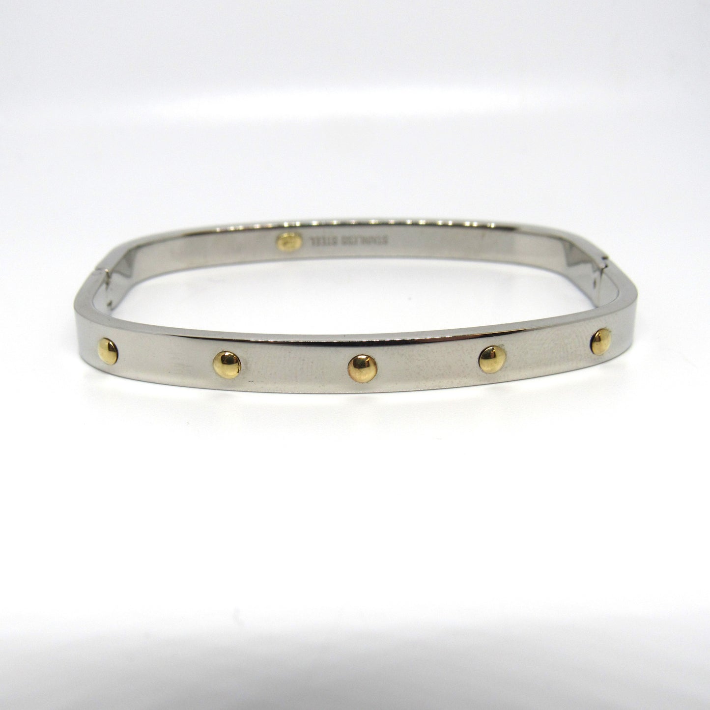 Milor Stainless Steel Bangle Bracelet 18K Yellow Gold Accents Italy Hinged - 7 in