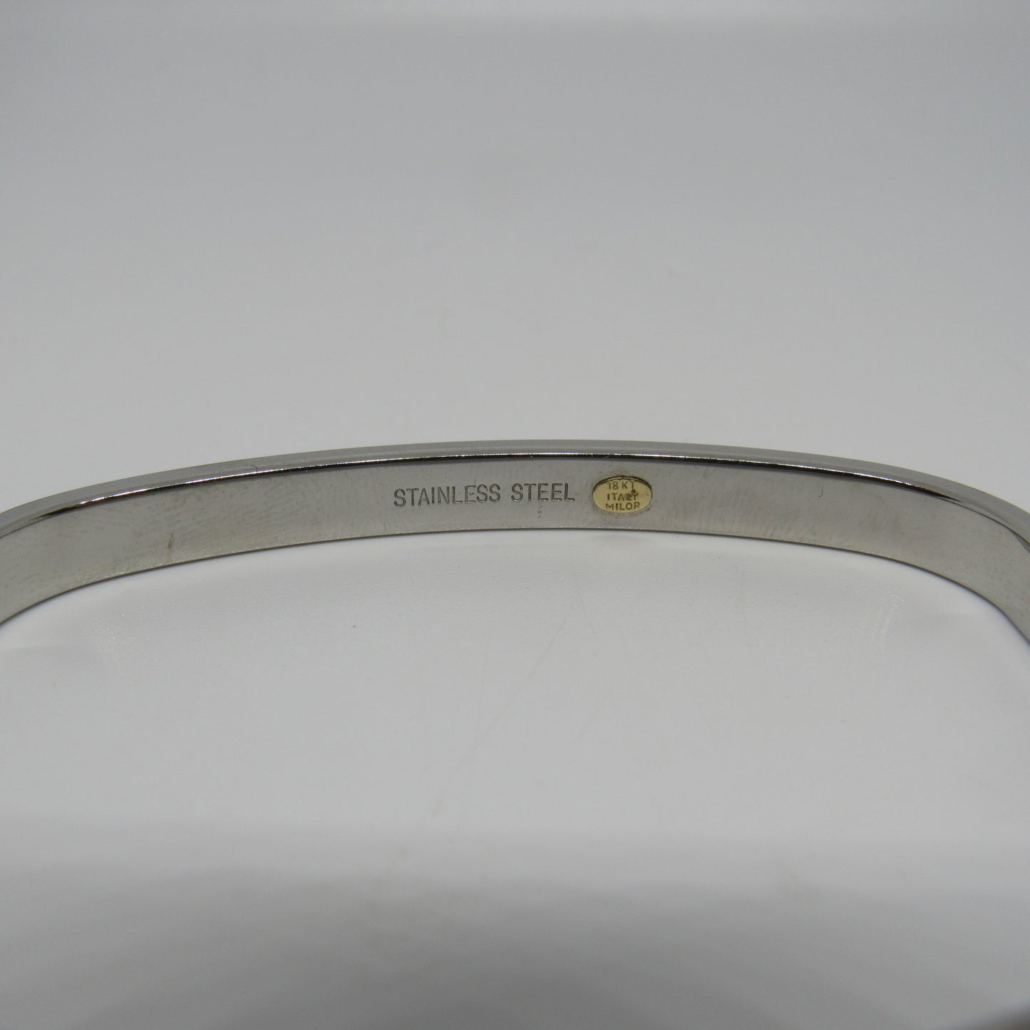 Milor Stainless Steel Bangle Bracelet 18K Yellow Gold Accents Italy Hinged - 7 in
