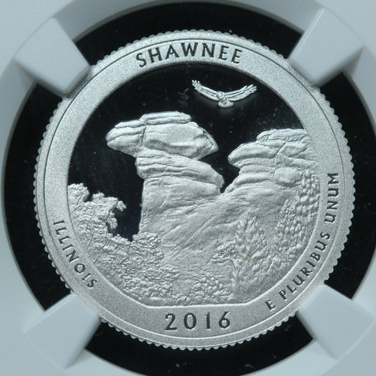 2016 25c Shawnee Illinois Silver NGC PF70 UCAM ANA 125th Annv.