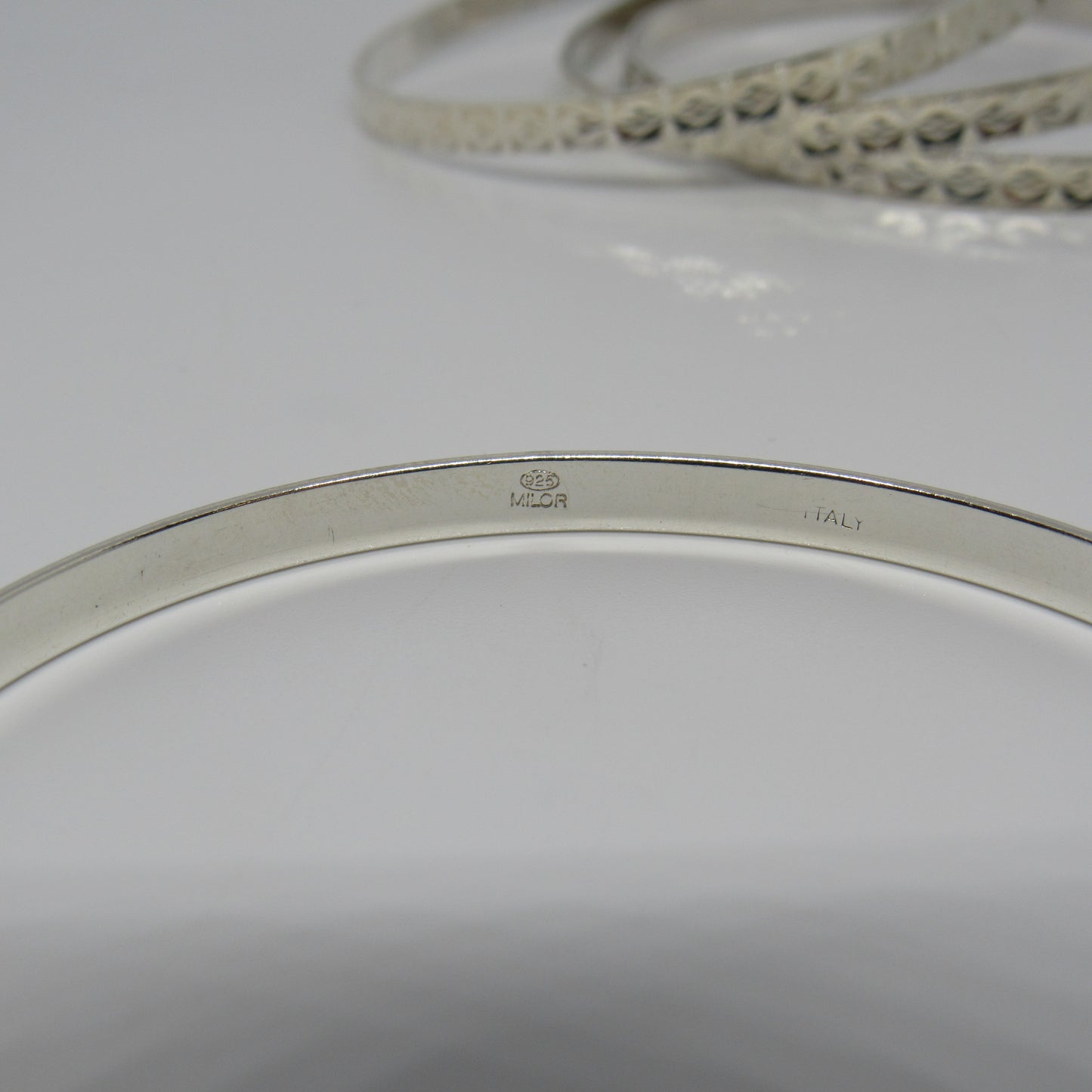 Milor Italy Sterling Silver 925 Texture Etched Starburst Lot of 4 Bangle Bracelets - 7.5 in