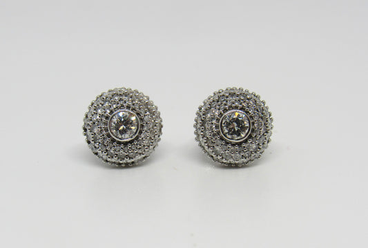 Sonia Bitton Galerie de Bijoux® 14K White Gold Diamond Double Halo Stud Earrings