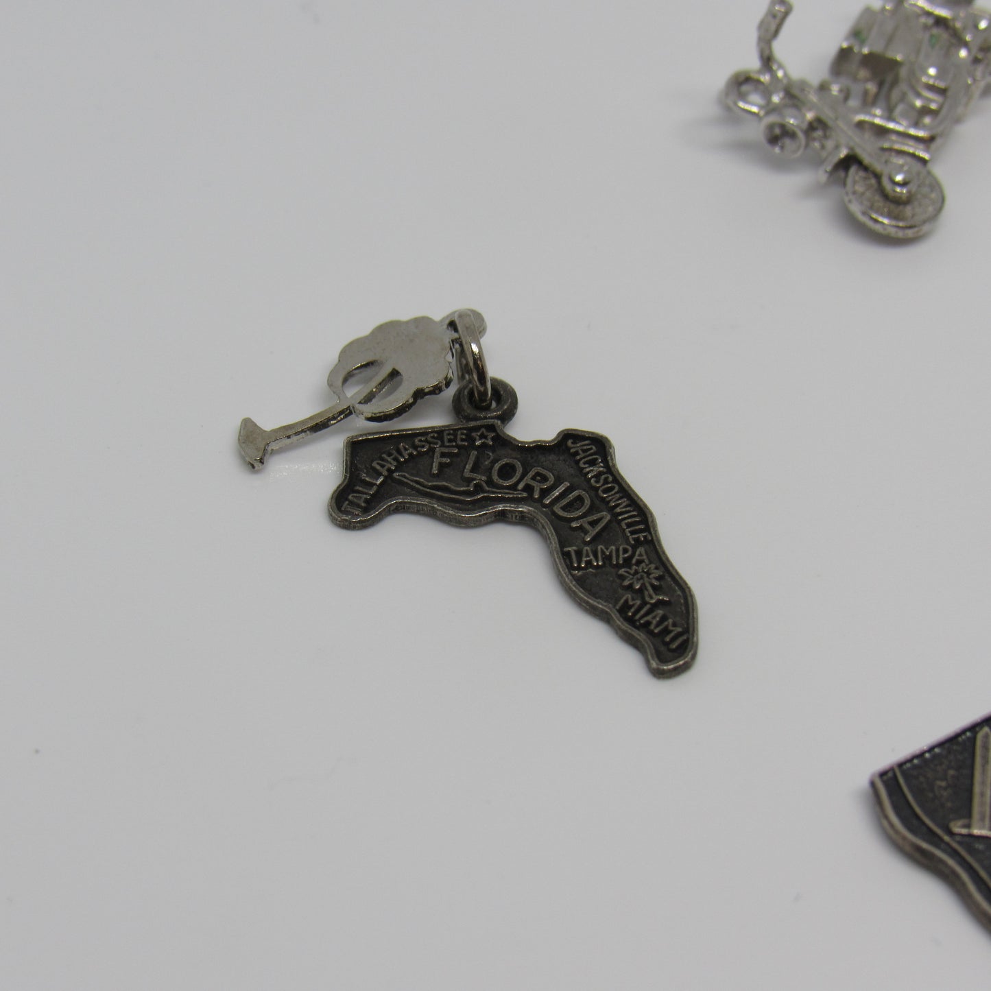 Vintage Lot of Sterling 925 Silver Sail Boat USN Sweet16 Motorcycle Charm Pendant Bracelet