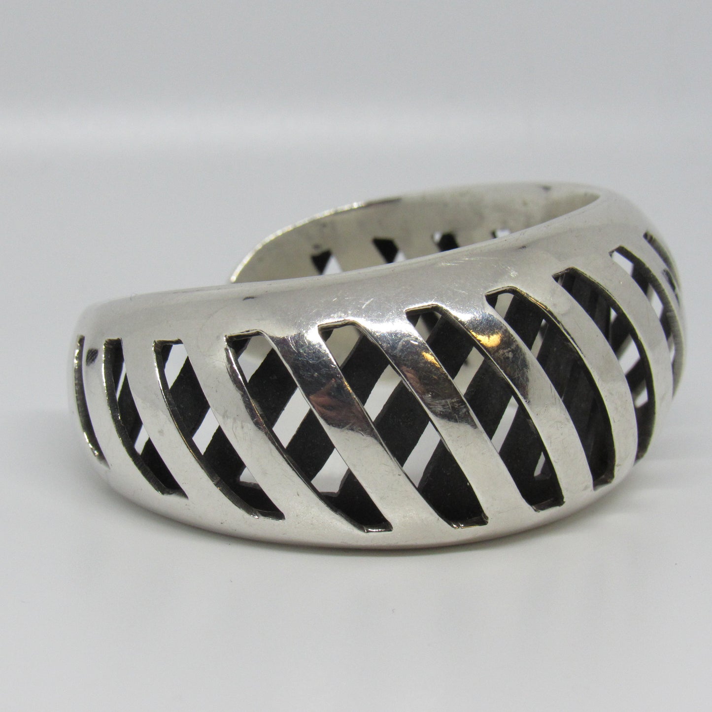 Sterling Silver 925 Mexico TA-36? Open Shadowbox Style Cuff Bracelet - 6 inch