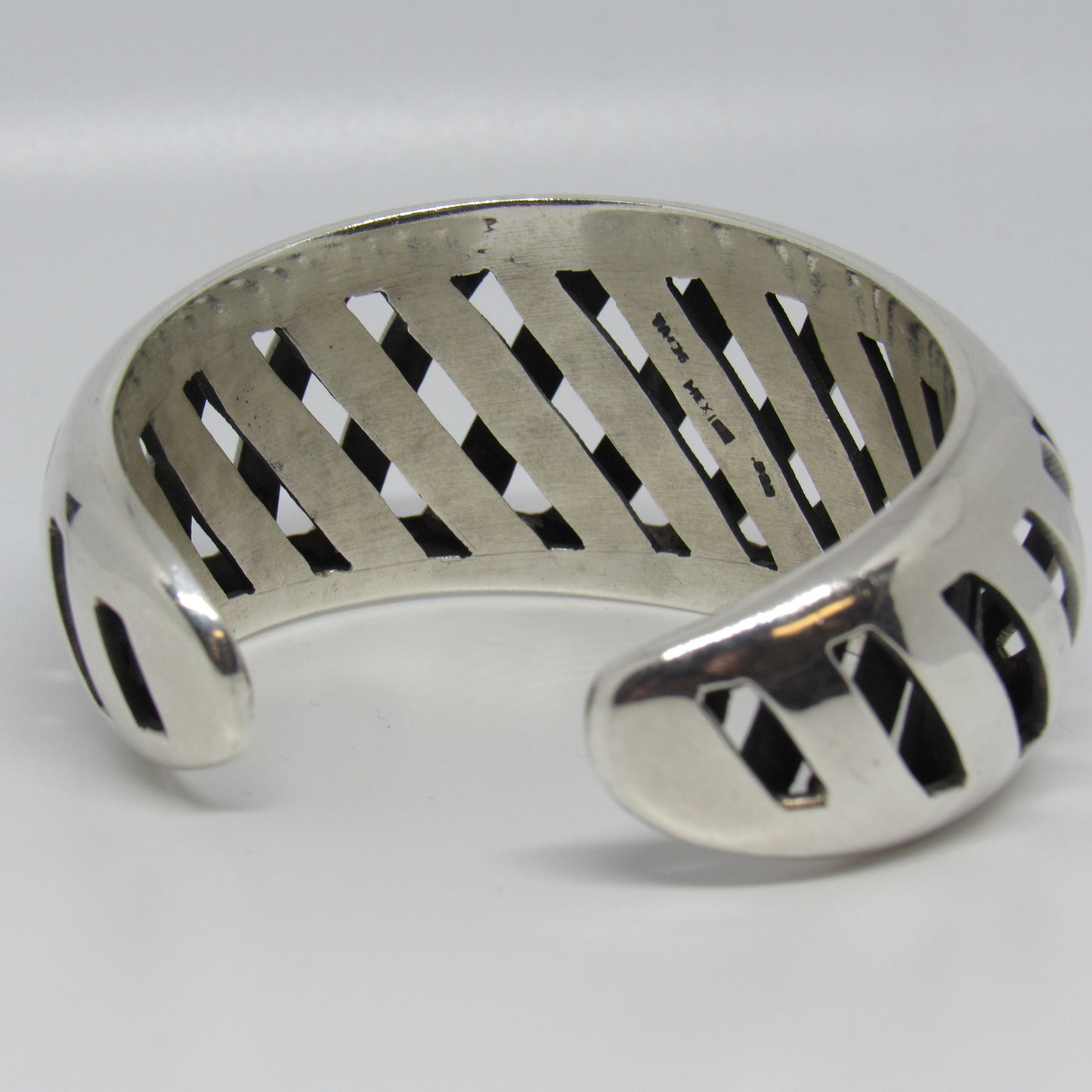 Sterling Silver 925 Mexico TA-36? Open Shadowbox Style Cuff Bracelet - 6 inch