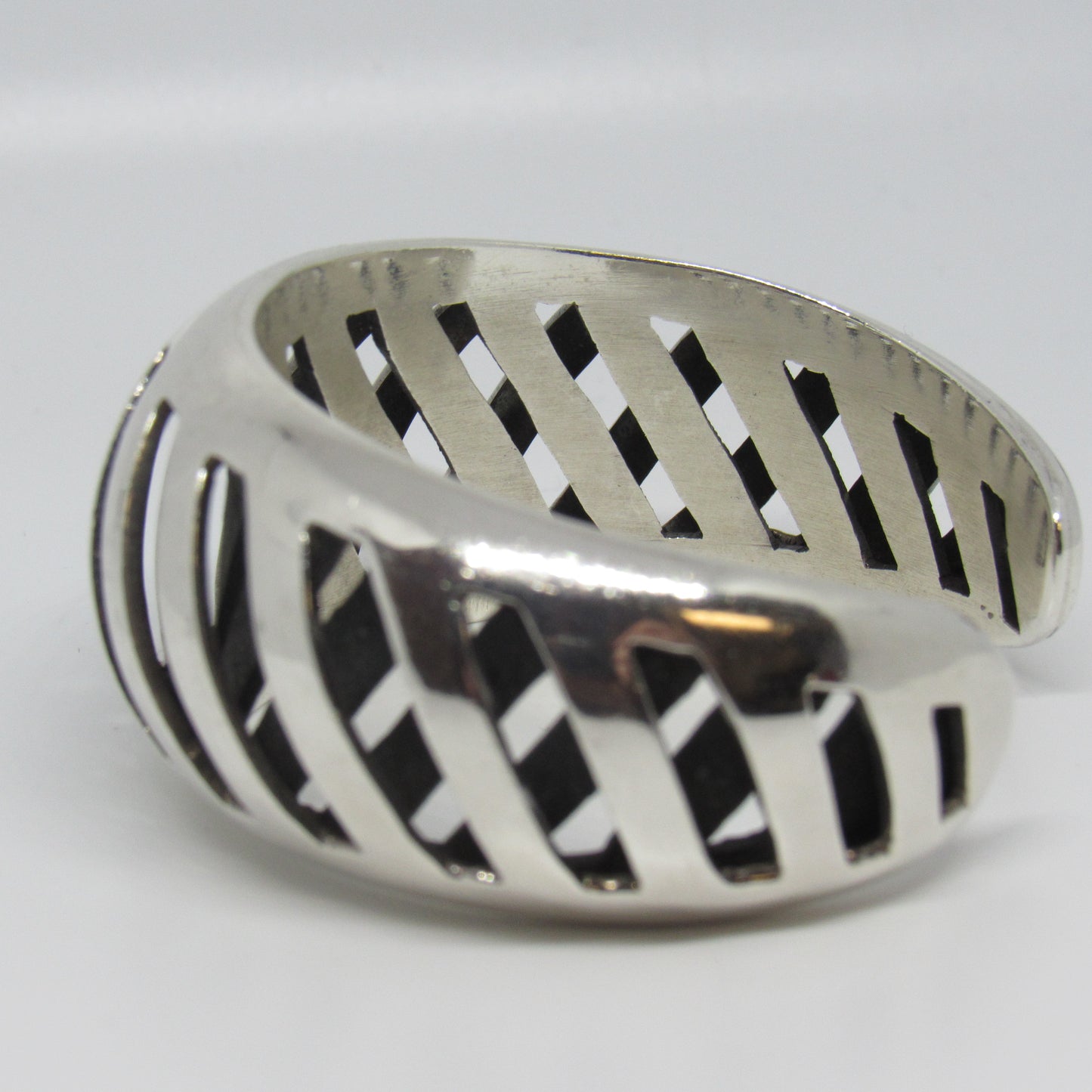Sterling Silver 925 Mexico TA-36? Open Shadowbox Style Cuff Bracelet - 6 inch