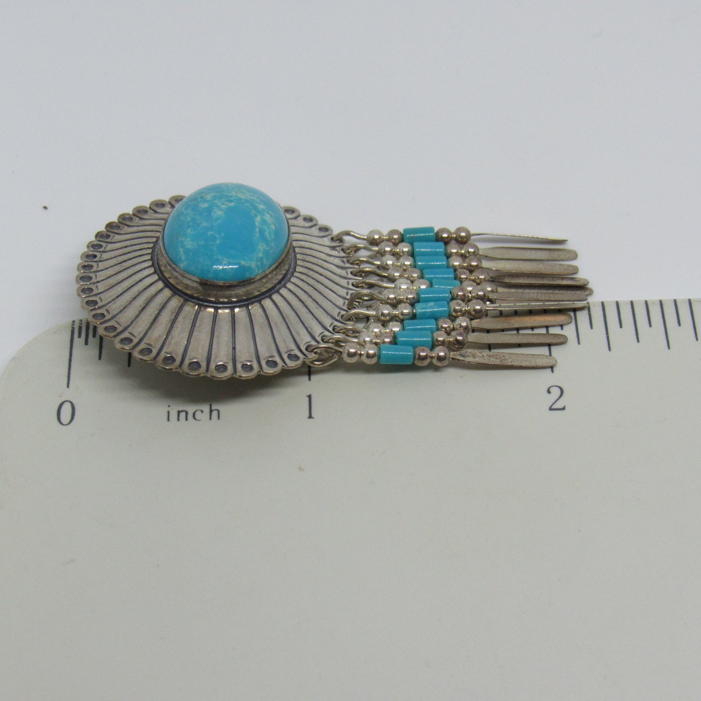 QT Quoc Southwestern Sterling Silver Oval Larimar Pendant or Brooch