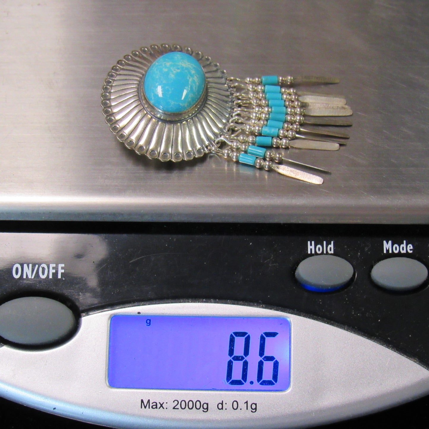 QT Quoc Southwestern Sterling Silver Oval Larimar Pendant or Brooch