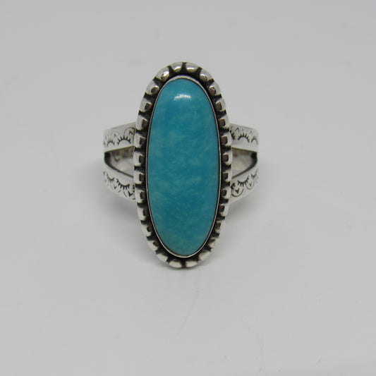 Sterling Silver Relios Carolyn Pollack Oval Turquoise Ring - Sz 7.5