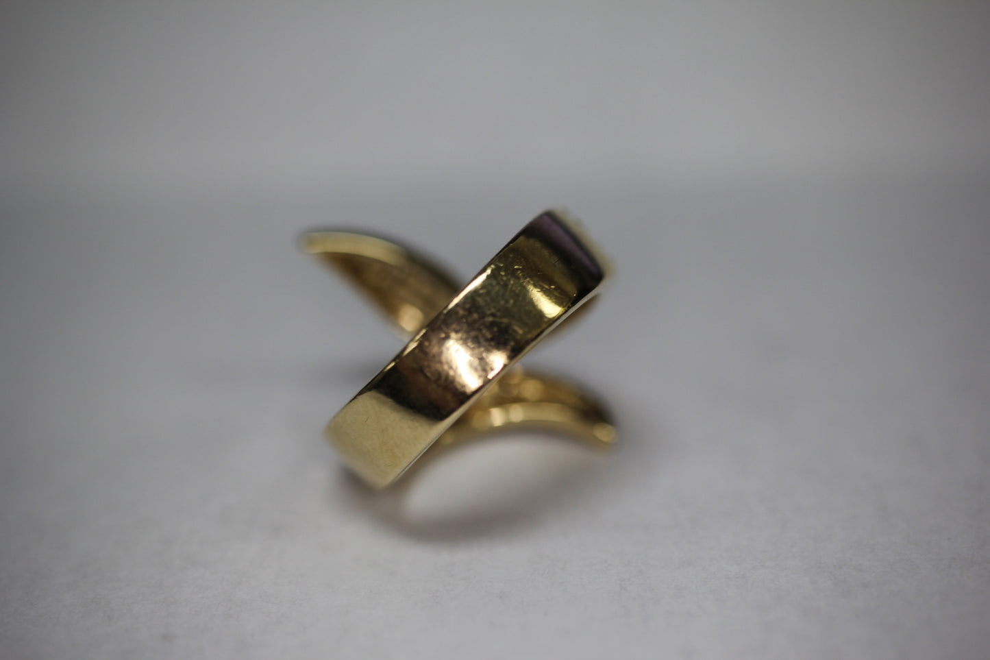14k Yellow Gold Bypass Style Diamond Scroll Ring Band - Sz 7