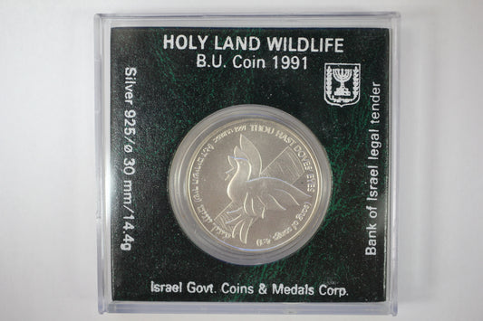 1991 Israel Holy Land Wildlife Dove Sterling Silver BU Coin in OGP