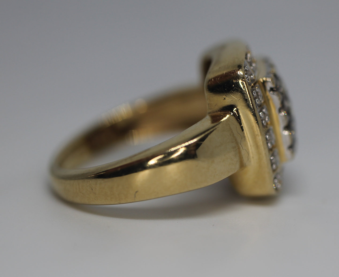14k Yellow Gold .47ctw Round Diamond & Fancy Brown Halo Ring - Sz 4.25