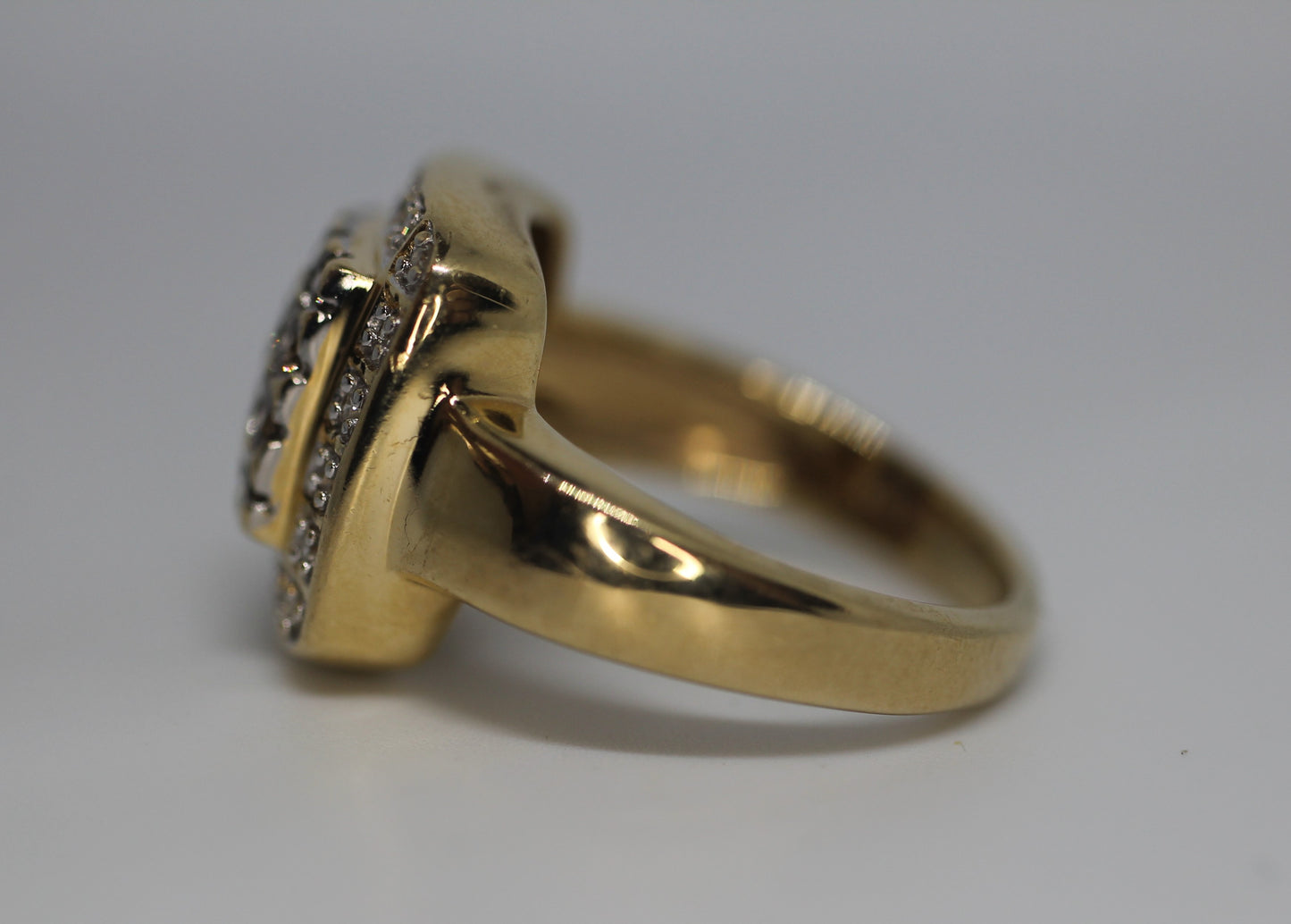 14k Yellow Gold .47ctw Round Diamond & Fancy Brown Halo Ring - Sz 4.25