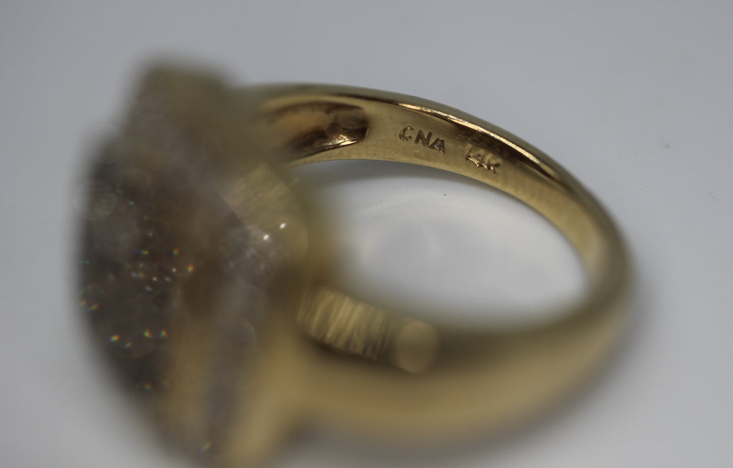 14k Yellow Gold .47ctw Round Diamond & Fancy Brown Halo Ring - Sz 4.25