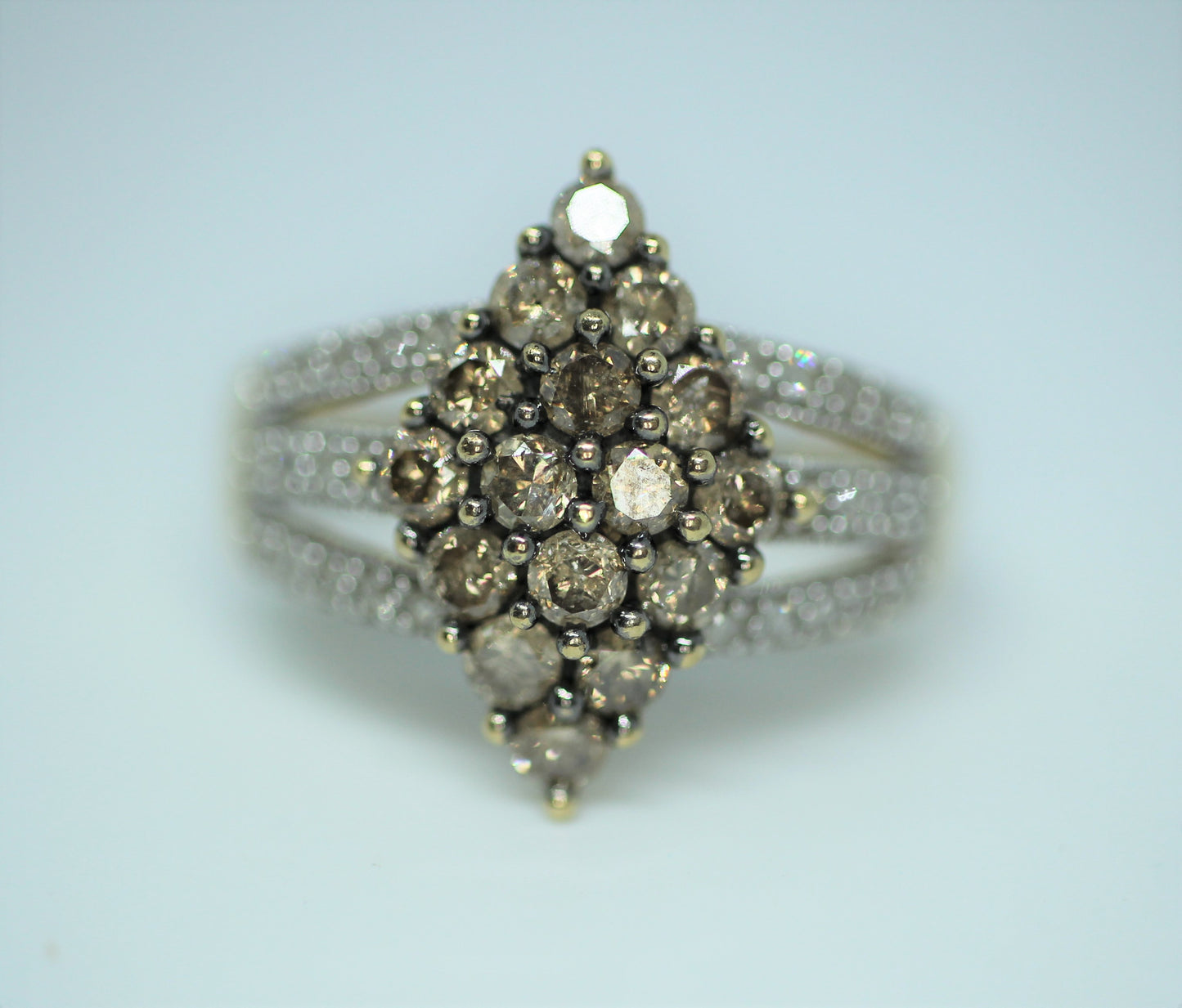 10k Yellow Gold ~.6 ctw Round Fancy Brown Diamond Cocktail Ring - Sz 8.75