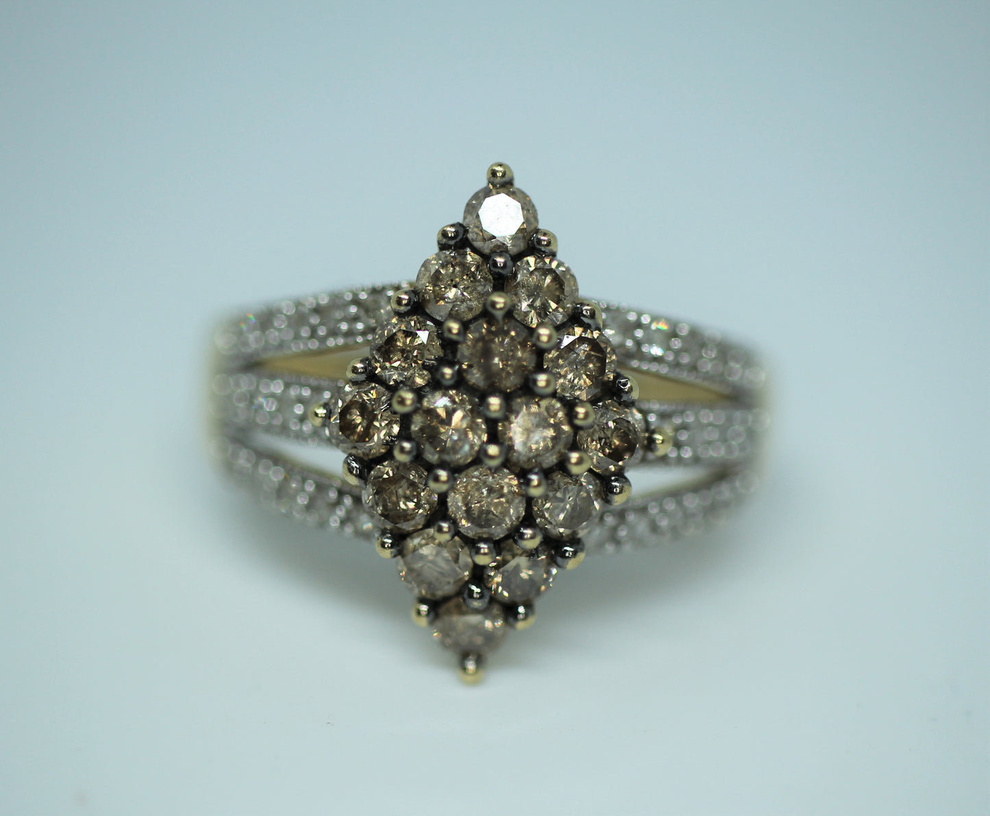 10k Yellow Gold ~.6 ctw Round Fancy Brown Diamond Cocktail Ring - Sz 8.75