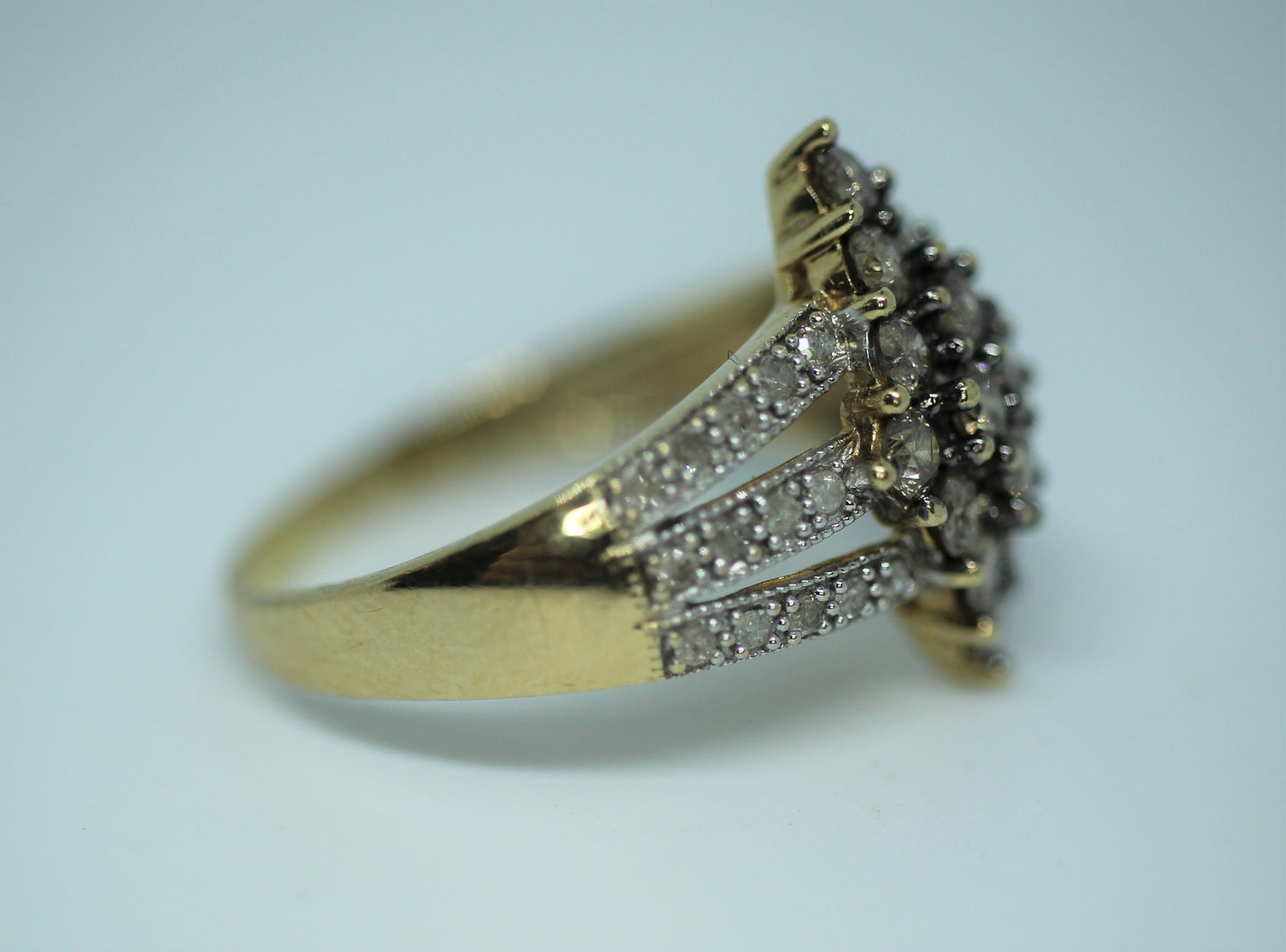 10k Yellow Gold ~.6 ctw Round Fancy Brown Diamond Cocktail Ring - Sz 8.75