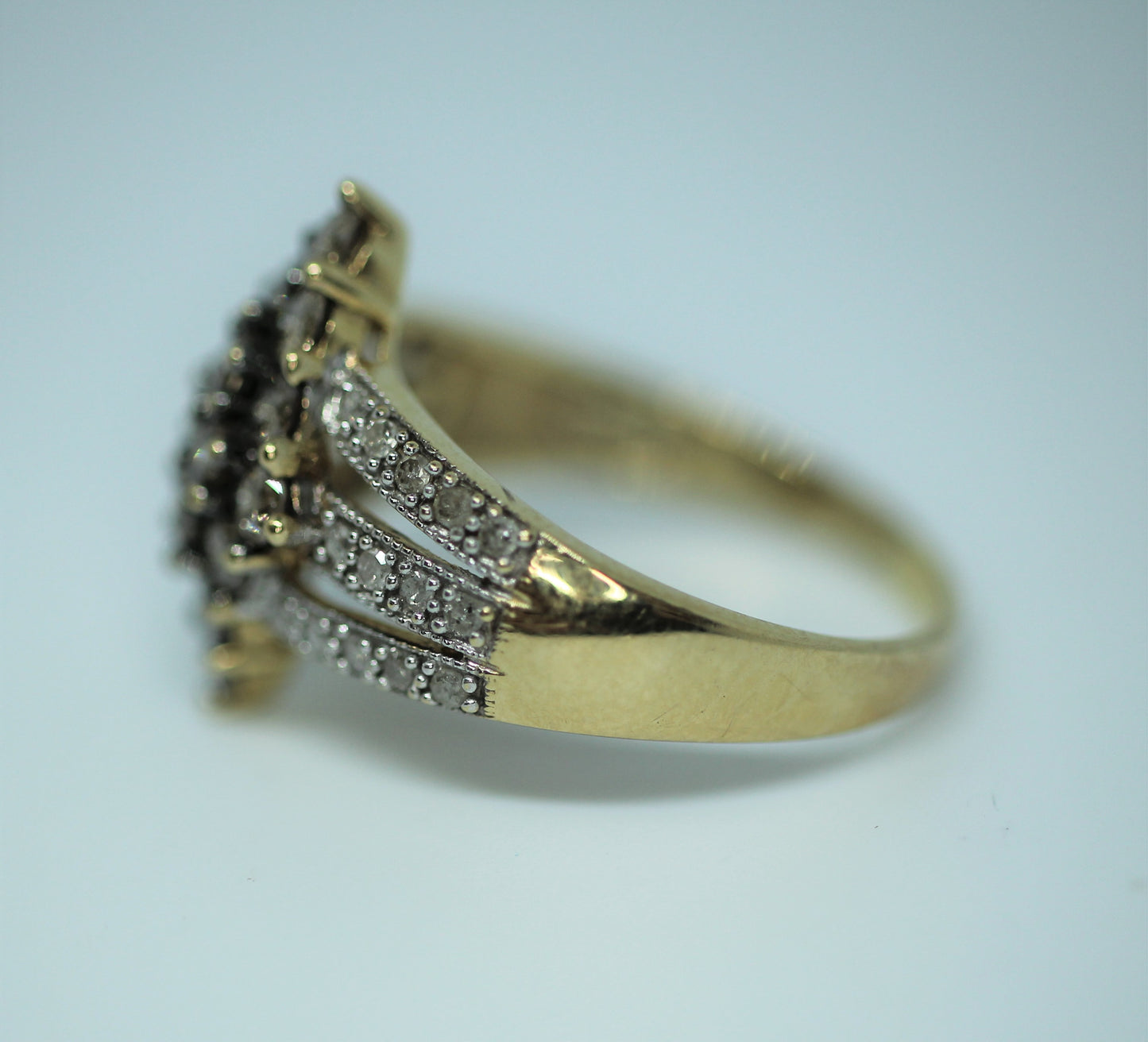 10k Yellow Gold ~.6 ctw Round Fancy Brown Diamond Cocktail Ring - Sz 8.75