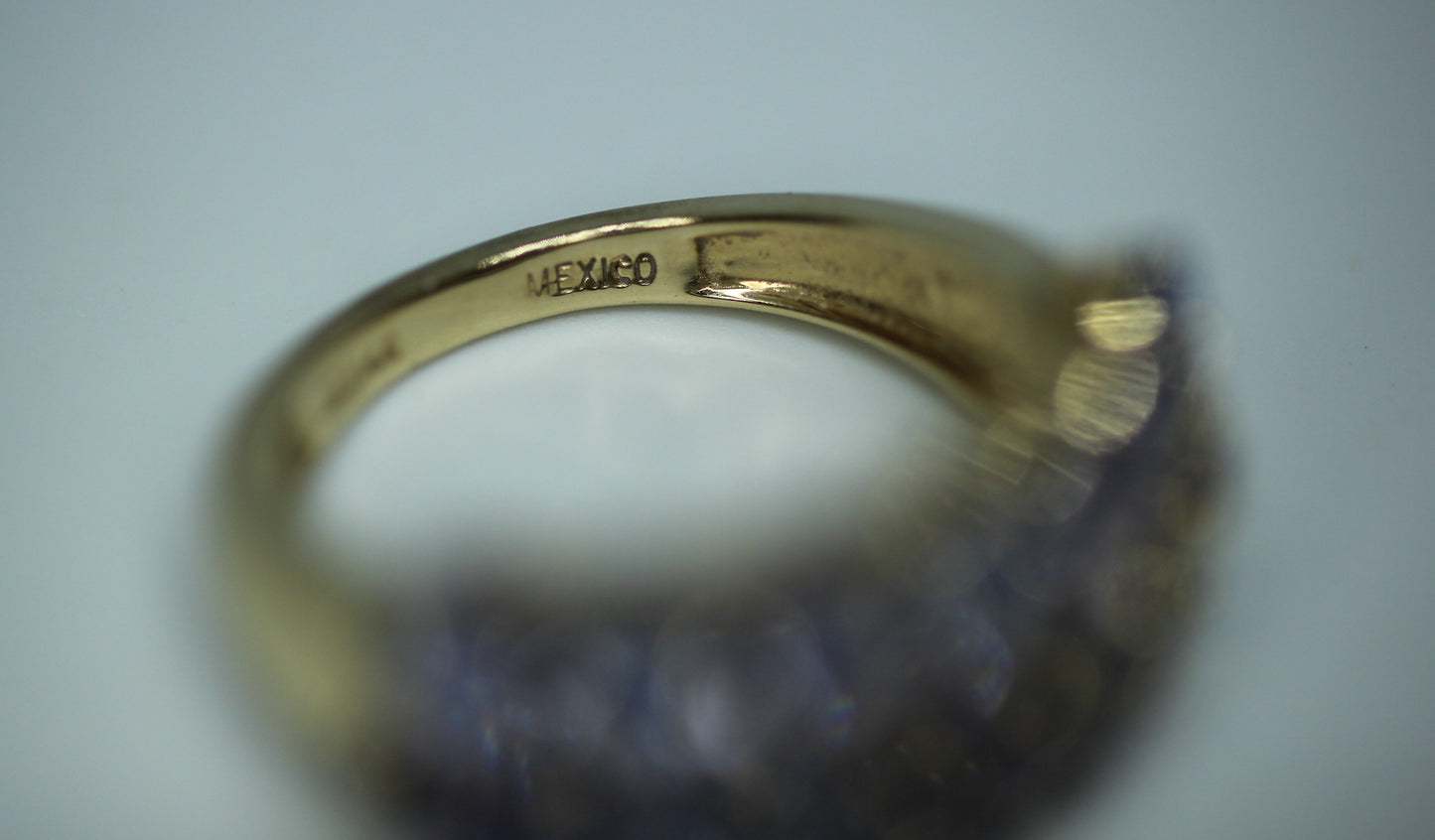 14K Yellow Gold ~2.15 ctw Tanzanite & Sapphire Two Row Cluster Ring - Size 5