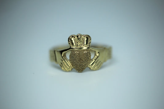 14K Yellow Gold Claddagh Promise Friendship Ring Band - Sz 6.25
