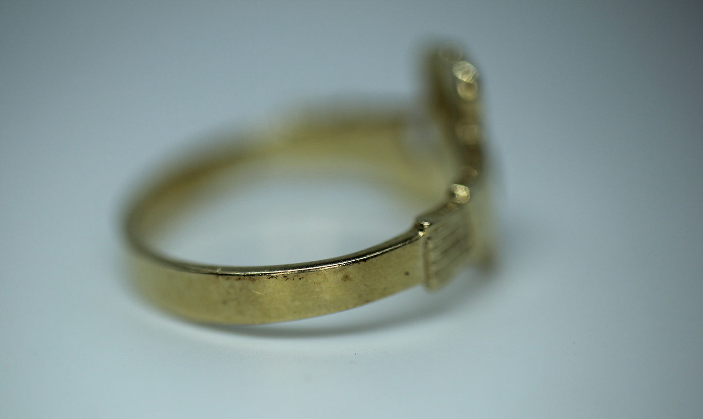 14K Yellow Gold Claddagh Promise Friendship Ring Band - Sz 6.25