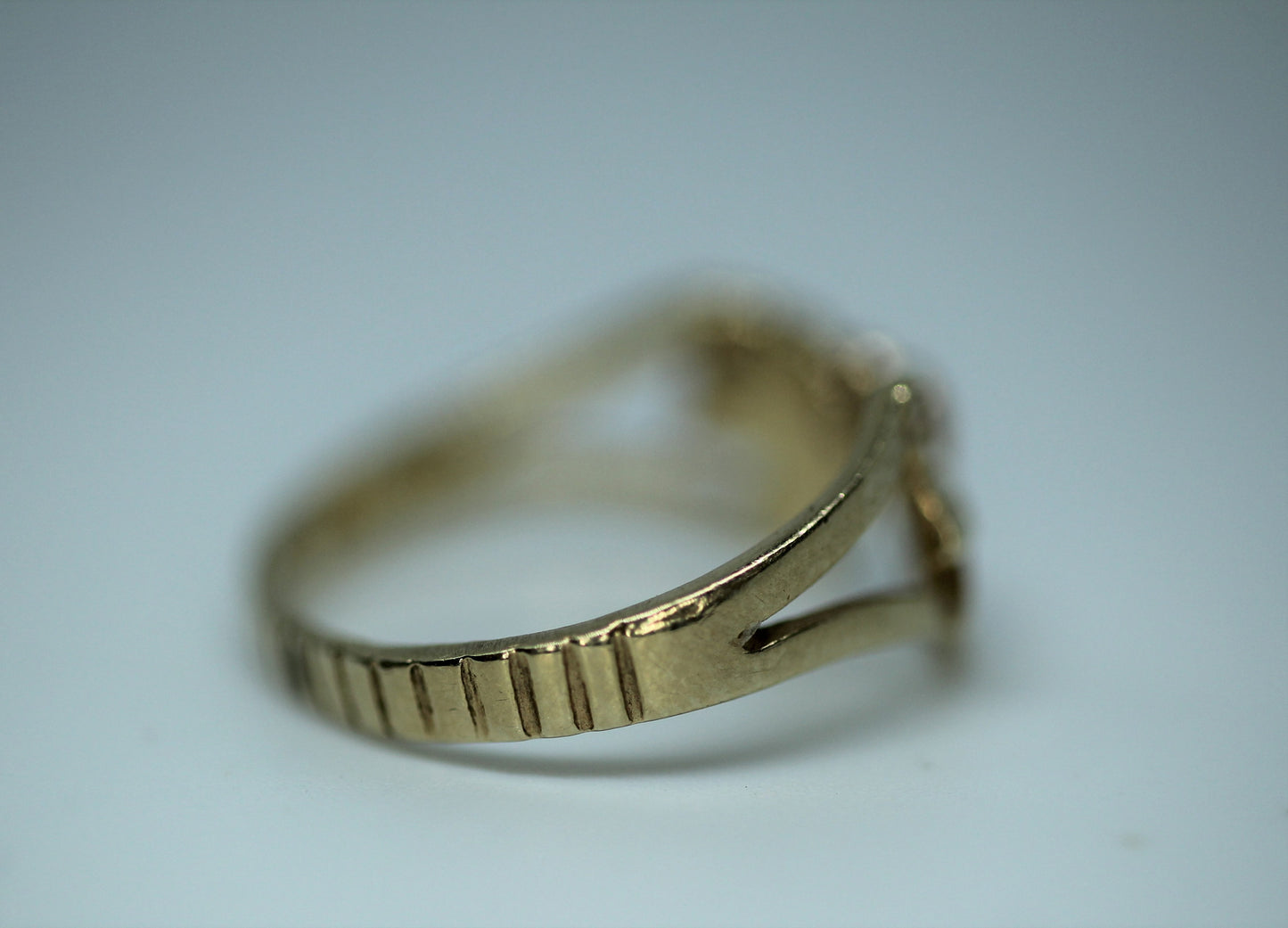 14K Yellow & Rose Gold Bow Heart Michael Anthony Ring Band - Sz 3